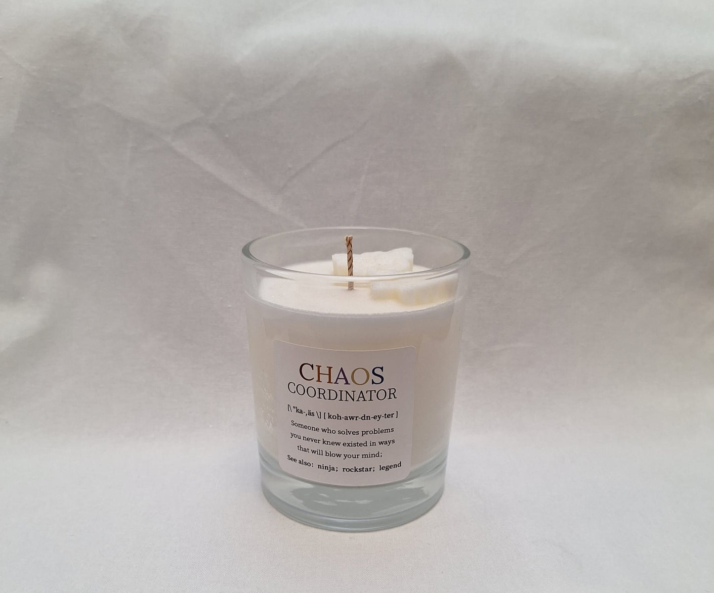 Chaos coordinator themed candle
