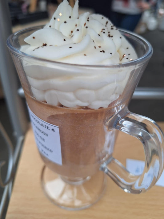 Jar candle in glass jar container, coffee scent, handmade and hand-poured, ideal for cozy afternoons, eco-friendly soy wax, perfect for home décor or gifts.