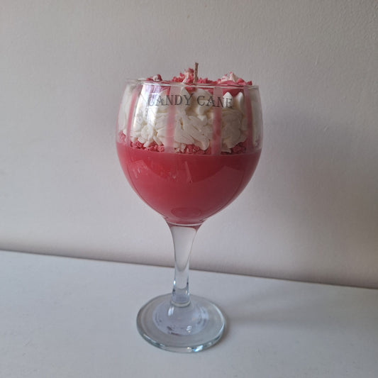 Candy Cane Soy Candle - Peppermint Holiday Dessert Candle Glass